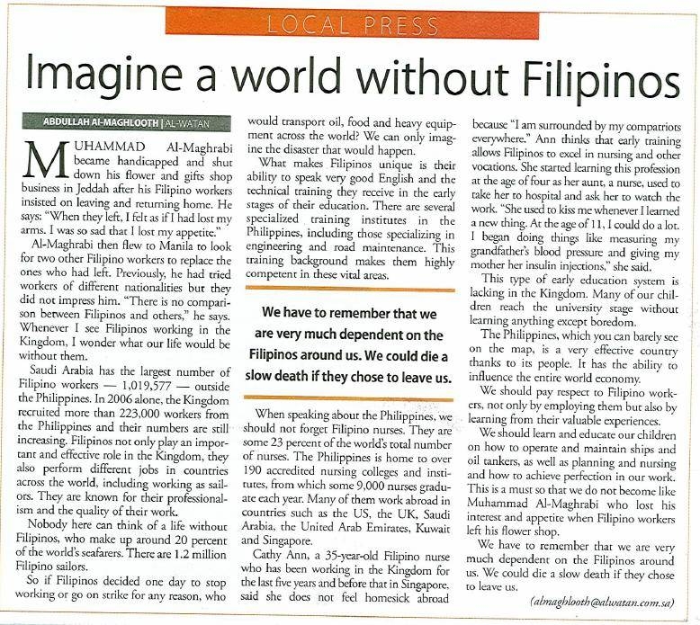 Imagine a World Without Filipinos